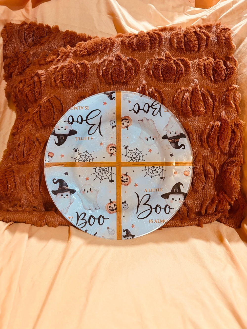 Set of 4! 10.5in handmade Halloween glass plate